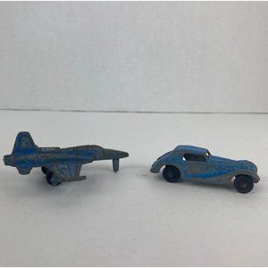 Vintage Blue Tootsie Toy 1939 Mercedes Diecast Made in USA Car Airplane
